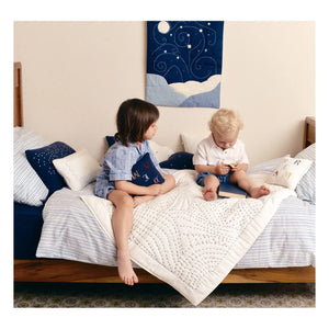 Editions Aimable - Camille embroidered frieze cushion | Ivory Gauze