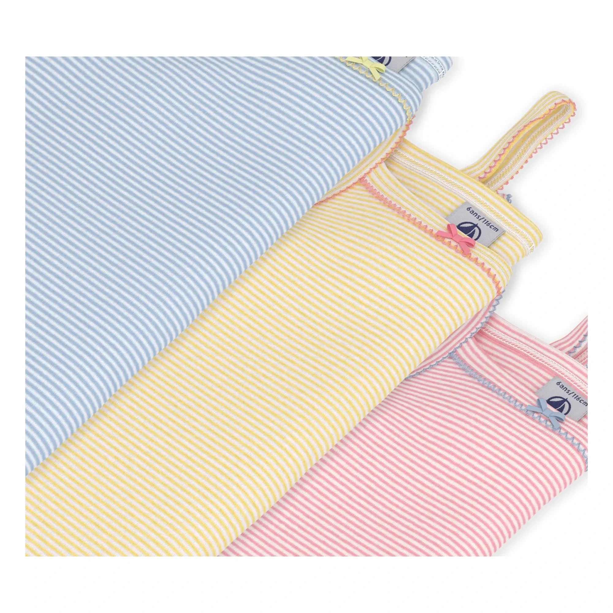 Petit Bateau - 3'lü Çizgili Atlet | Sarı