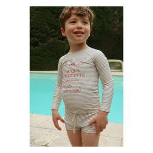 Konges Sløjd - Camiseta de baño de rayas Aster con protección UV de fibra reciclada | Beige