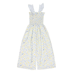 Búho - Seersucker Overall mit Blumenmuster | Hellblau