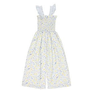 Búho - Seersucker Overall mit Blumenmuster | Hellblau