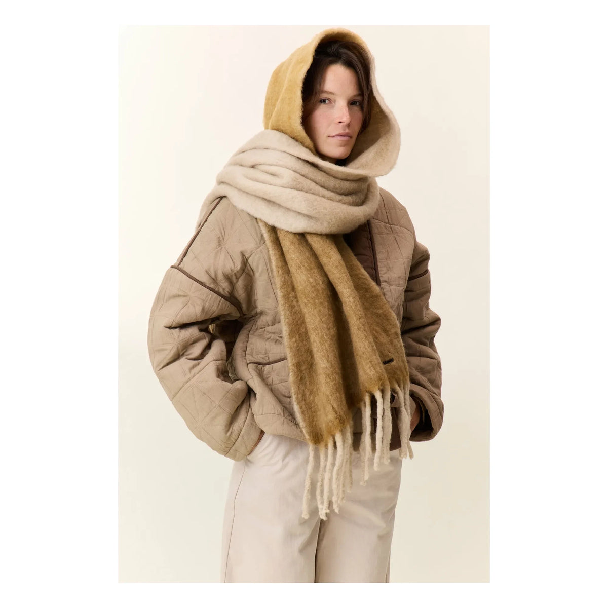 Leon & Harper - Elton Çizgili Şal | Camel