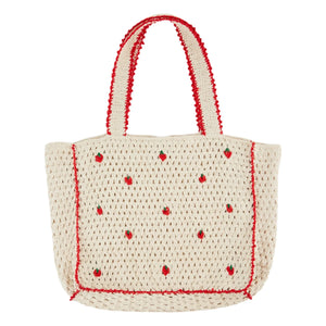 Emile et Ida - Strawberry Crochet Tote Bag | Cream