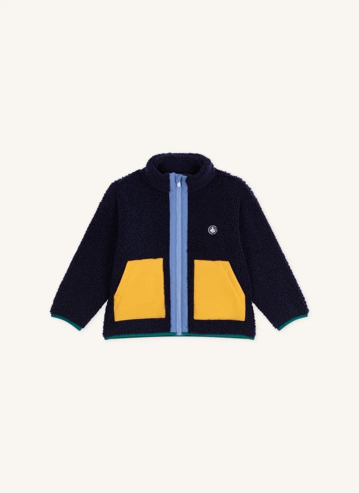 Petit Bateau - Midnight Mavi Renk Bloklu Sherpa Mont