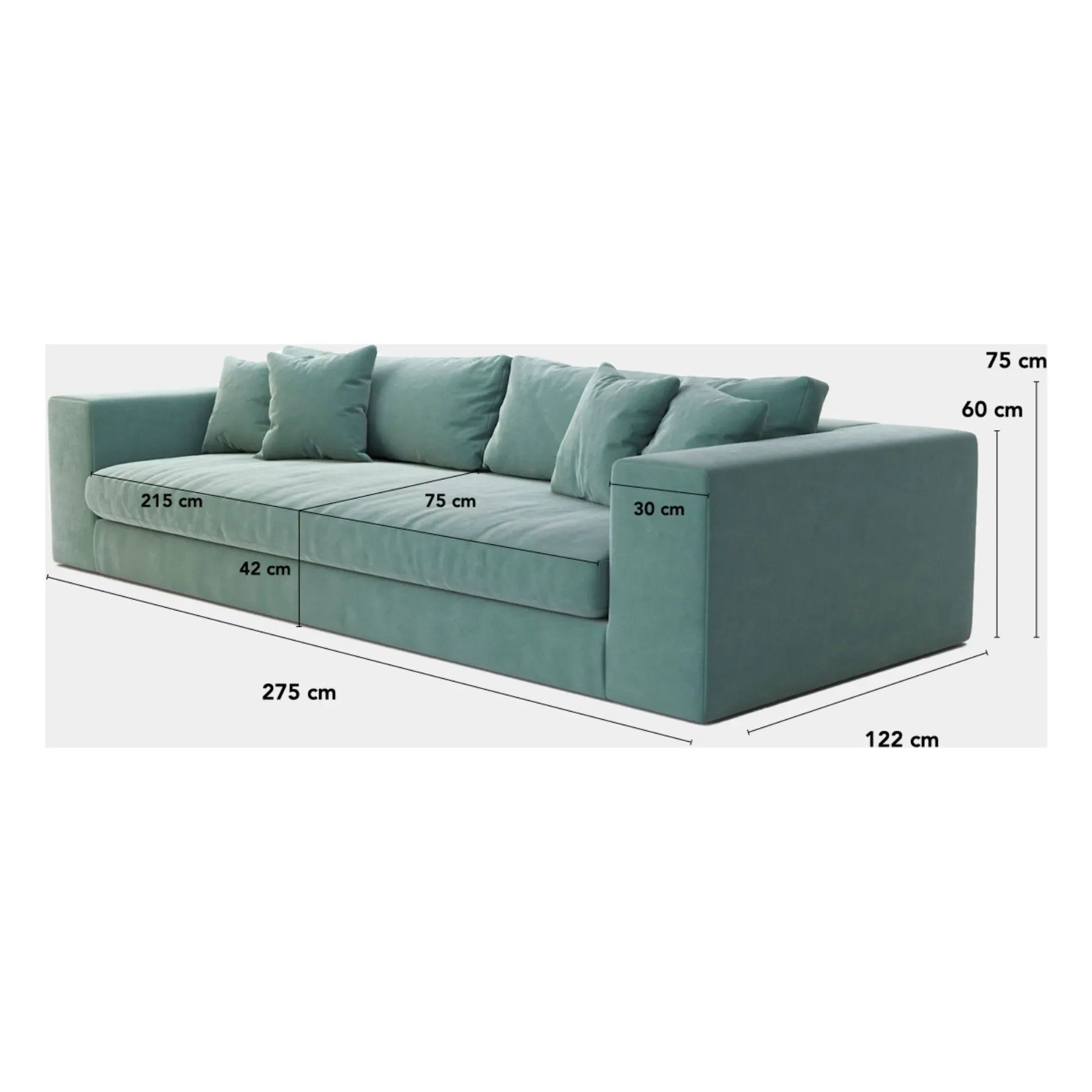 Panac Edition - Bellechasse 4 kişilik kanepe, pamuk ve keten - 275 cm | Perle