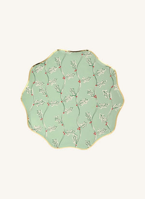 Meri Meri - Block Print desenli büyük Noel tabakları - 8'li set