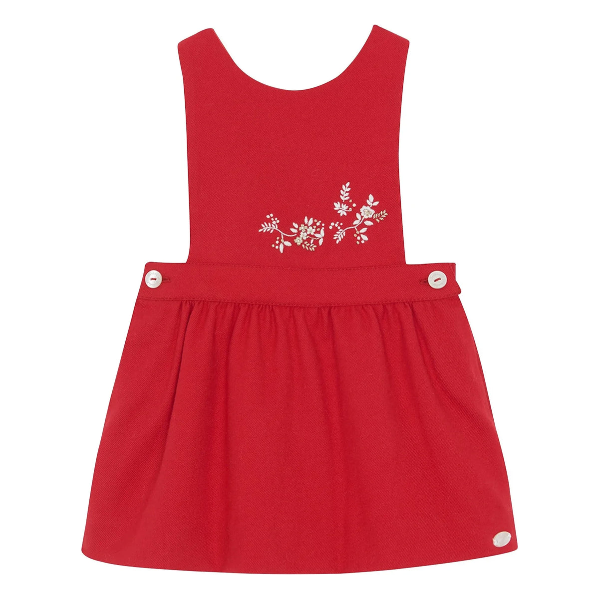Tartine et Chocolat - Vestido rojo cereza bordado con flores