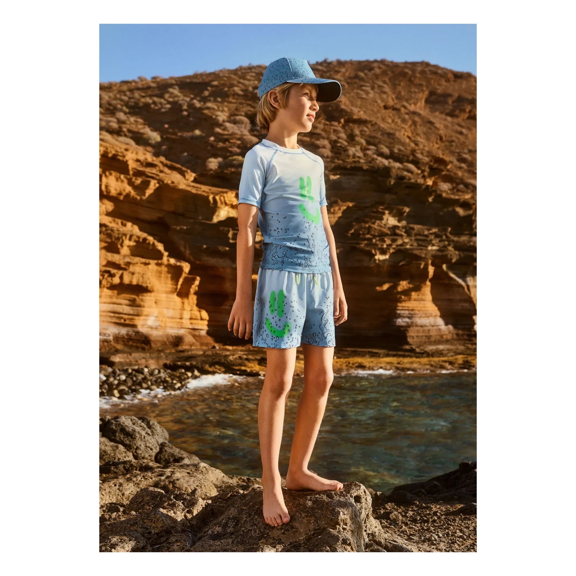 Molo - Camiseta de protección UV Neptune Splash de fibras recicladas | Azul claro