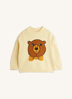 Mini Rodini - Intarsia Organik Pamuklu Ayı Kazak | Ecru