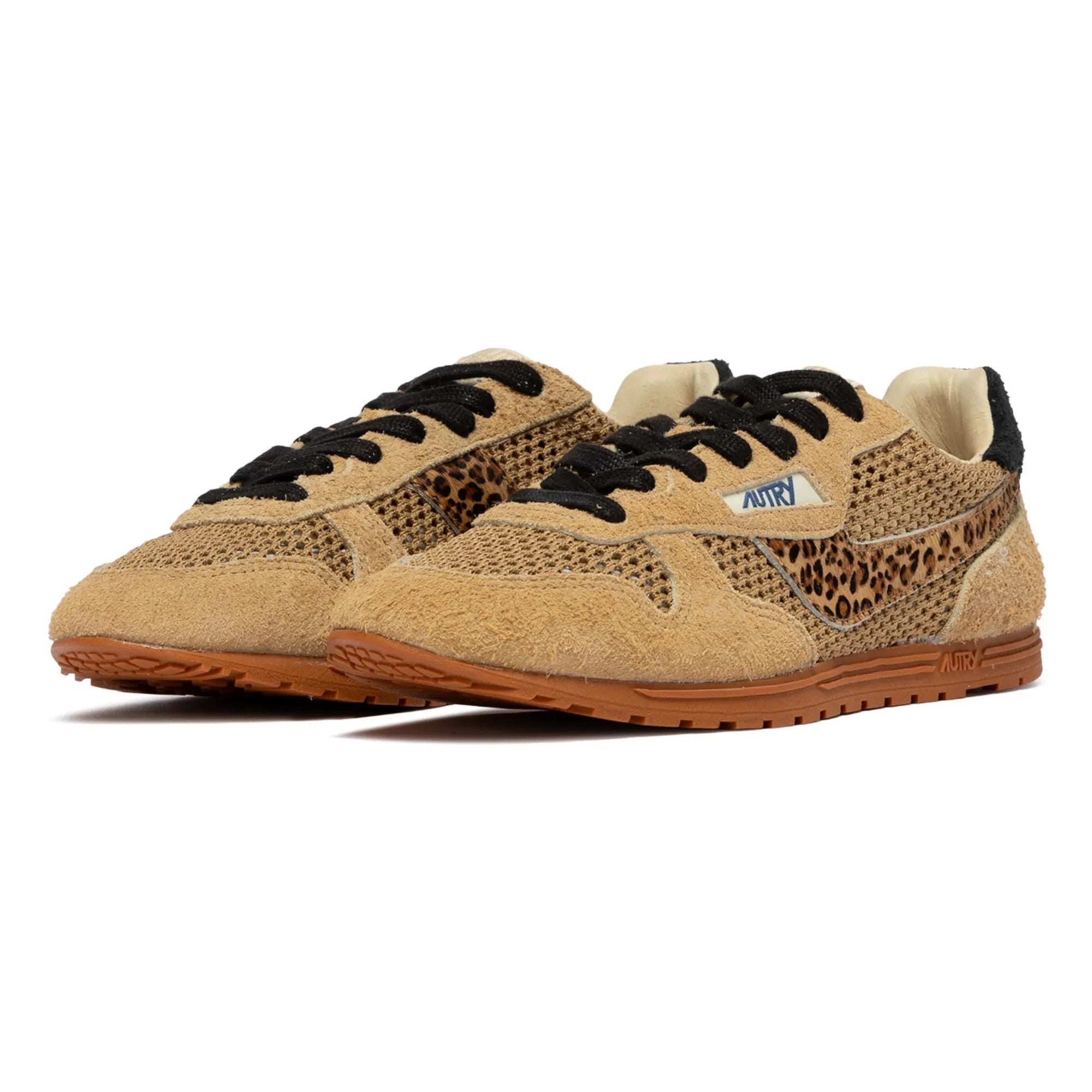 Autry - Windspin Low Leopard Süet Sneakers | Camel