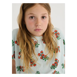 Bobo Choses - Camiseta Crop de Algodón Orgánico Tomate | Azul claro