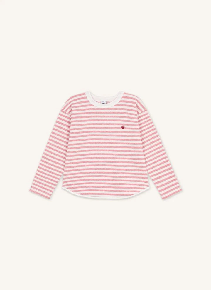 Petit Bateau - Camiseta de cuello redondo a rayas | Rosa