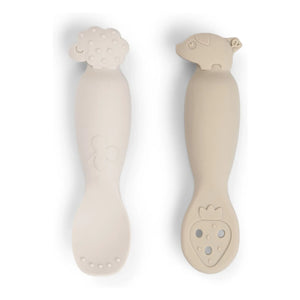 Done by deer - Tiny Farm Learning Spoons - Set of 2 | Sand
