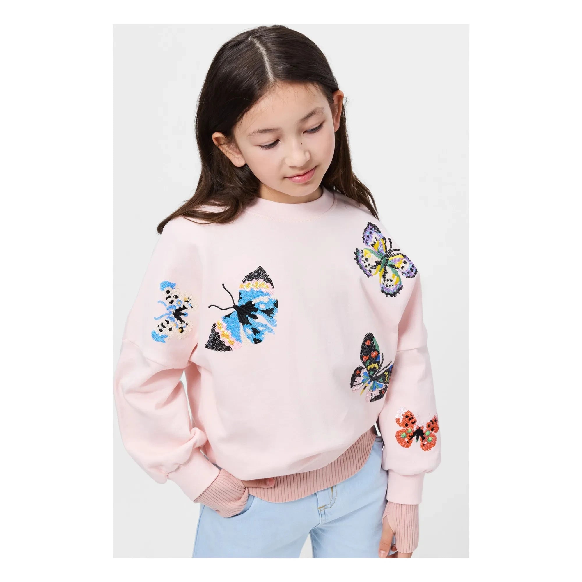 Molo - Marika kelebekler organik pamuk sweatshirt | Açık Pembe