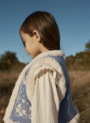 Louise Misha - Gilet in pelliccia sintetica in cotone biologico Librana | Blu