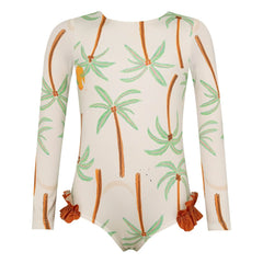 Pepita & Me - Langarm Badeanzug Palm Trees | Ecru