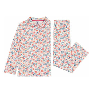 Petit Bateau - Organic Cotton Floral Pajama Shirt and Pants | White