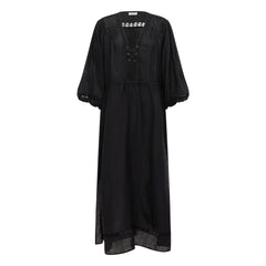 Boteh - Atlas Linen Ruched Dress | Black