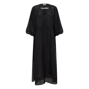 Boteh - Atlas Linen Ruched Dress | Black
