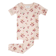 Petit Lem - Organik Pamuklu Çiçek Desenli Fitilli Pijama | Pembe