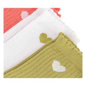 Petit Bateau - 3 Çift Jakarlı Kalp Çorap Seti | Yeşil