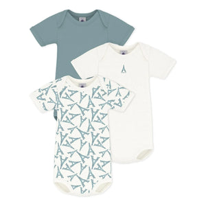 Petit Bateau - 3-Pack Eiffel Tower Organic Cotton Bodysuits | Green