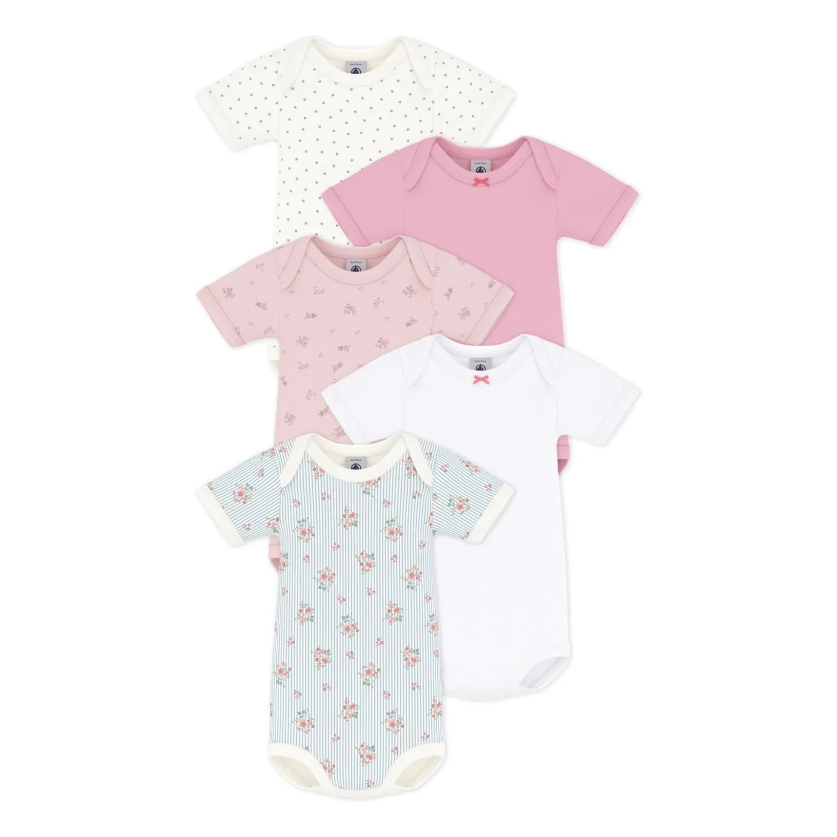 Petit Bateau - 5 Parça Çiçekli Bodyler | Pembe