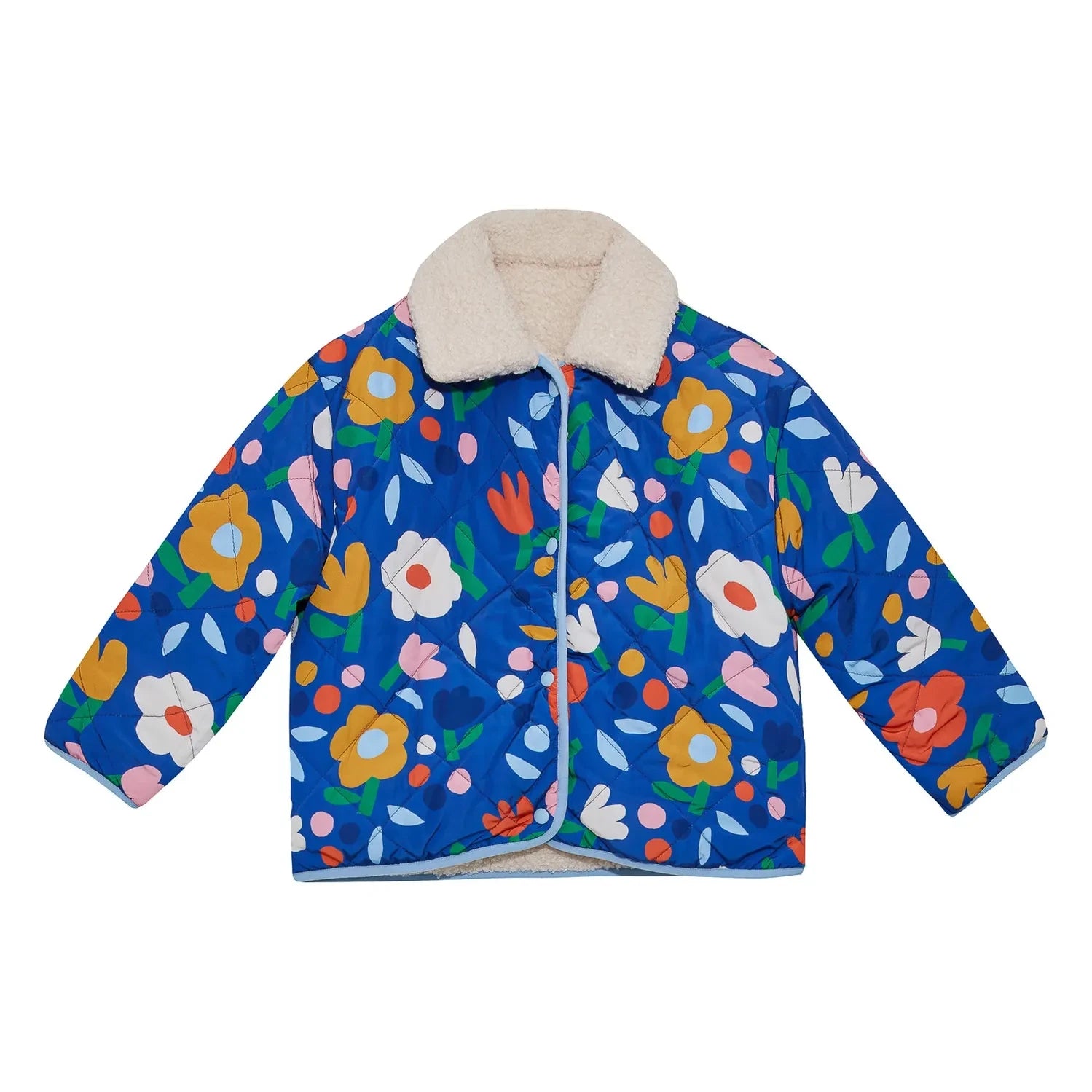 Petit Stella - Chaqueta sherpa de doble cara con estampado floral | Azul