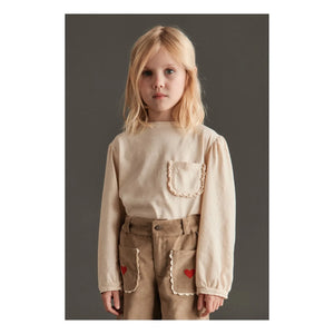 Mipounet - Camiseta de Algodón Orgánico Lucia con Bolsillo Detallado | Crudo