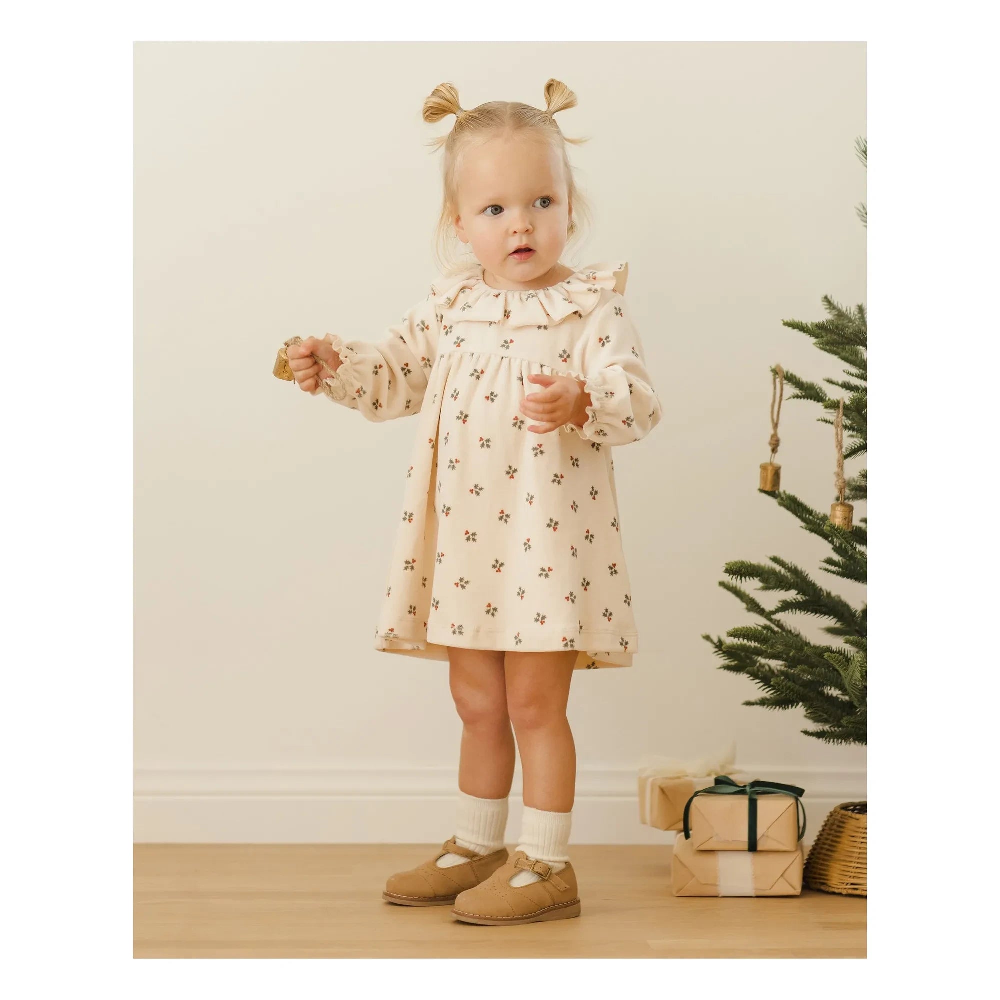 Quincy Mae - Holly Berry elbise | Ekru