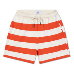 Repose AMS - Organik Pamuklu Çizgili Jogger Şort | Kırmızı