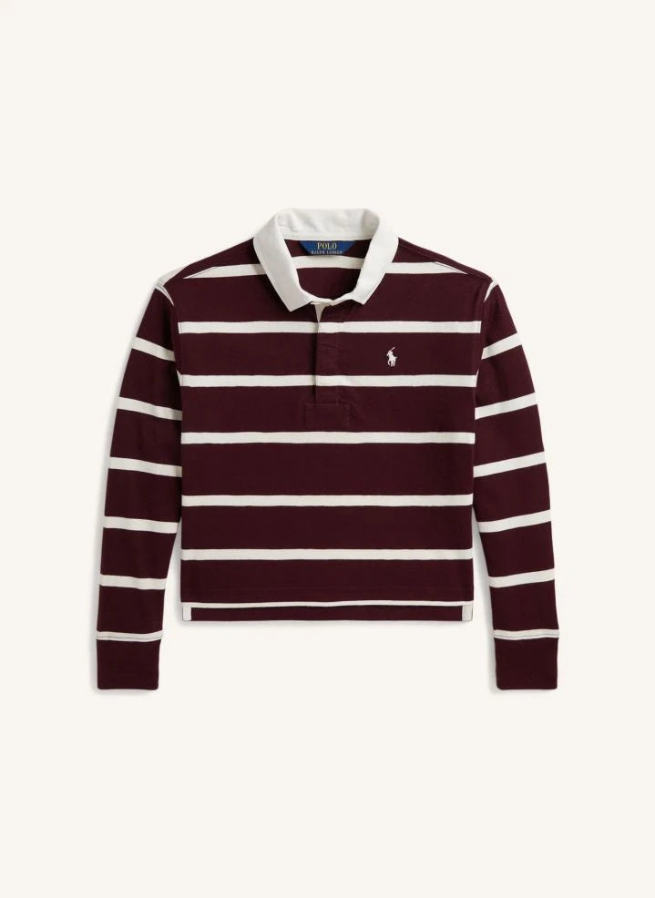 Ralph Lauren - بولو بشعار مخطط | عنابي
