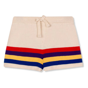 Wynken - Gestreifte Bio-Baumwoll-Strickshorts | Ecru