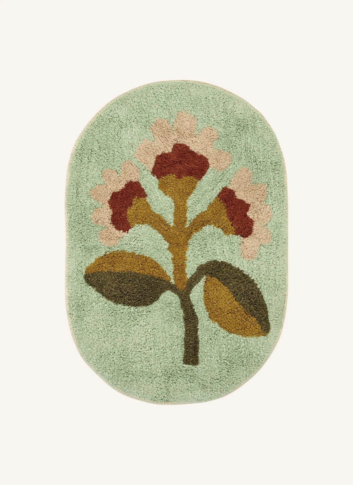 Madam Stoltz - Desenli Tufted Banyo Paspası | Mint Yeşili