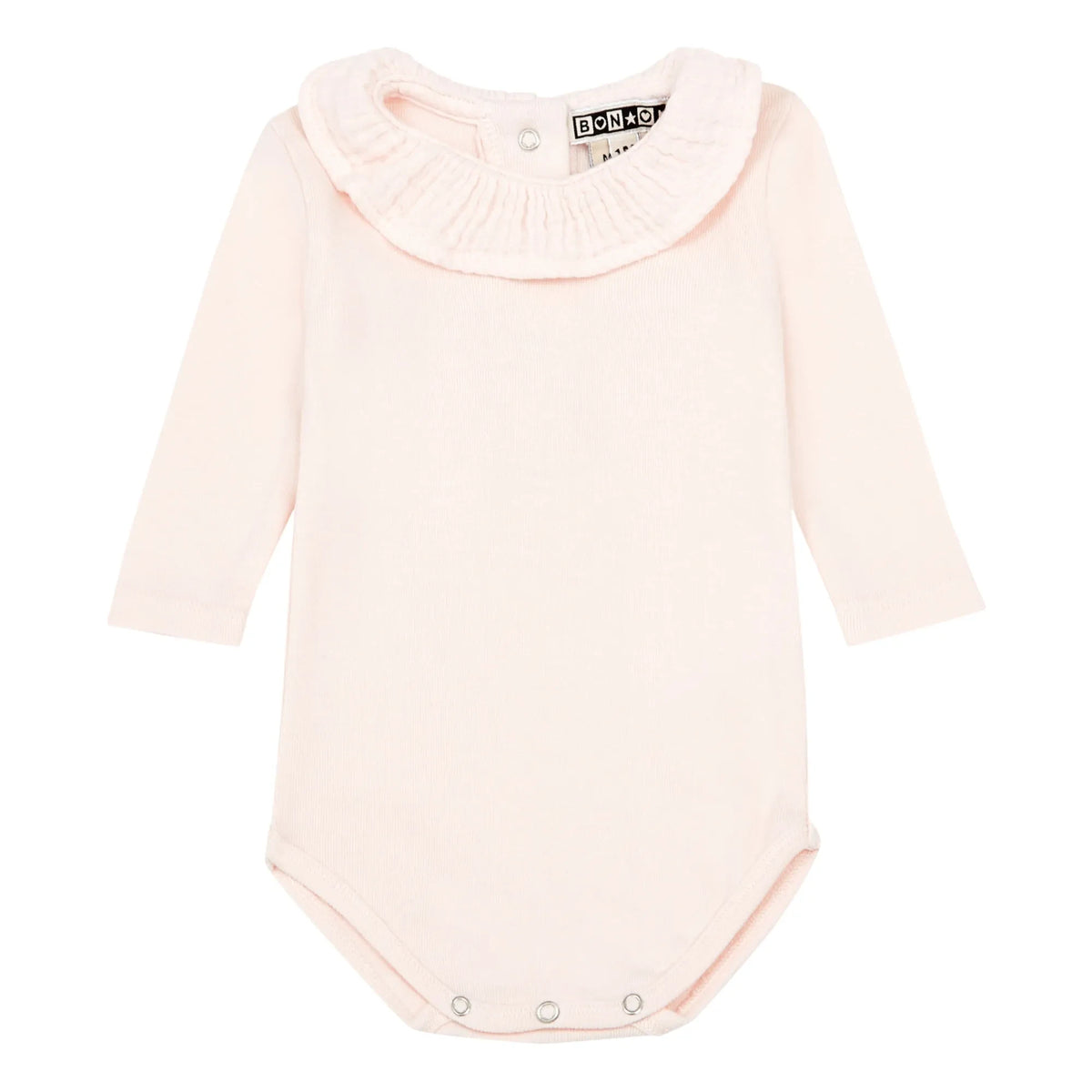 Bonton - Organik Pamuk Yaka Bebek Body | Açık Pudra