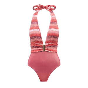 Lison Paris - Bañador de ganchillo de una pieza Sunset | Coral
