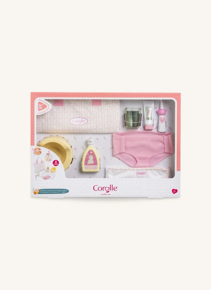 Corolle - Set de Accesorios para Cambio de Pañales de Lirios para Bebés | Rosa