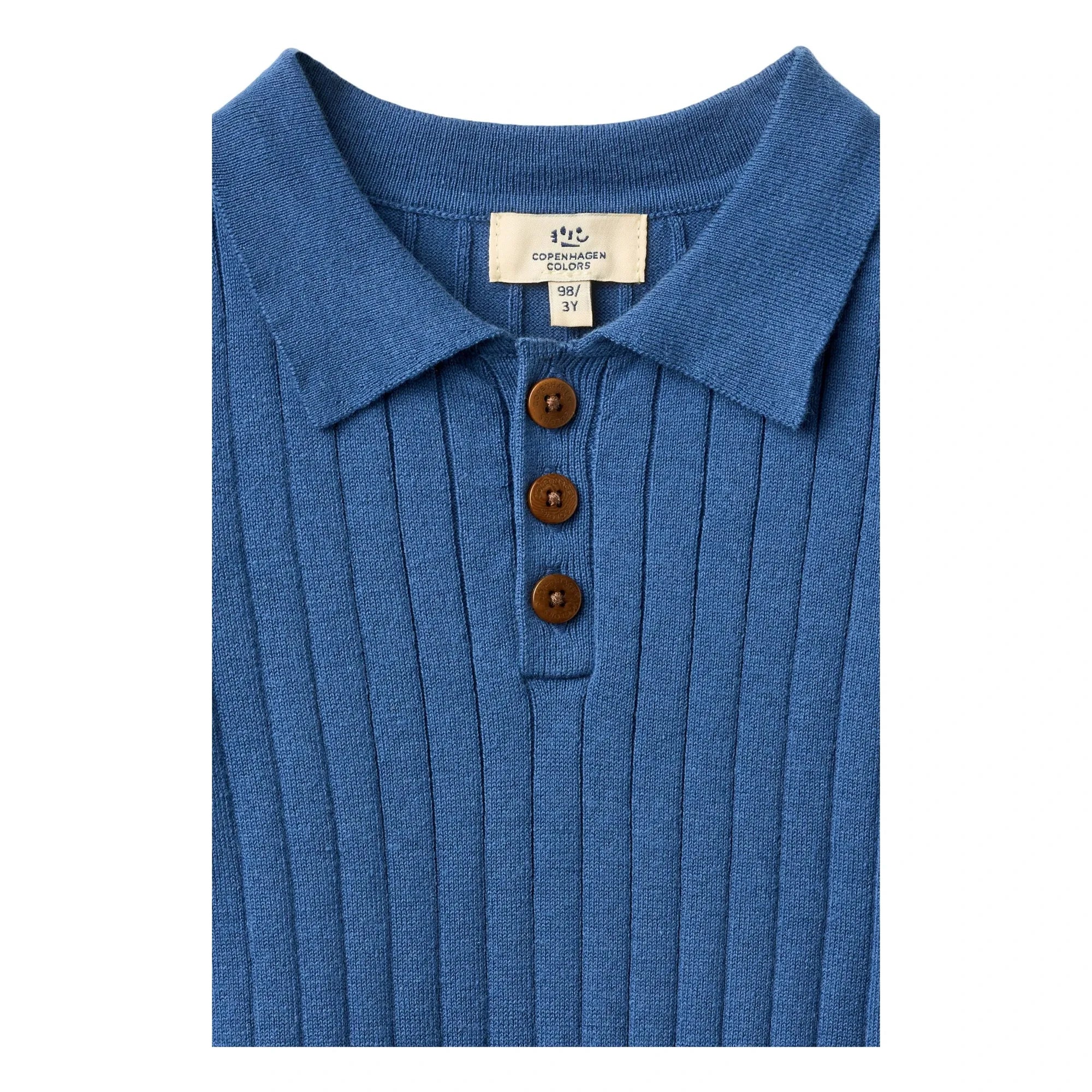 Copenhagen Colors - Fitilli organik pamuk polo tişört | Indigo
