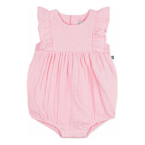 Petit Bateau - Düz organik pamuklu gazlı tulum | Pembe