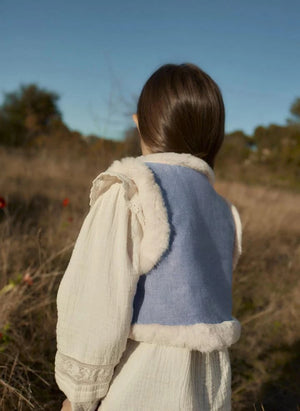 Louise Misha - Gilet in pelliccia sintetica in cotone biologico Librana | Blu