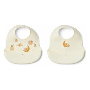 Liewood - Ember Silikon Mama Önlükleri - 2'li Set | Elephant/Creme de la creme