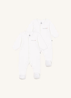 Petit Bateau - 2’li Kadife Organik Pamuk Pijama Takımı | Beyaz