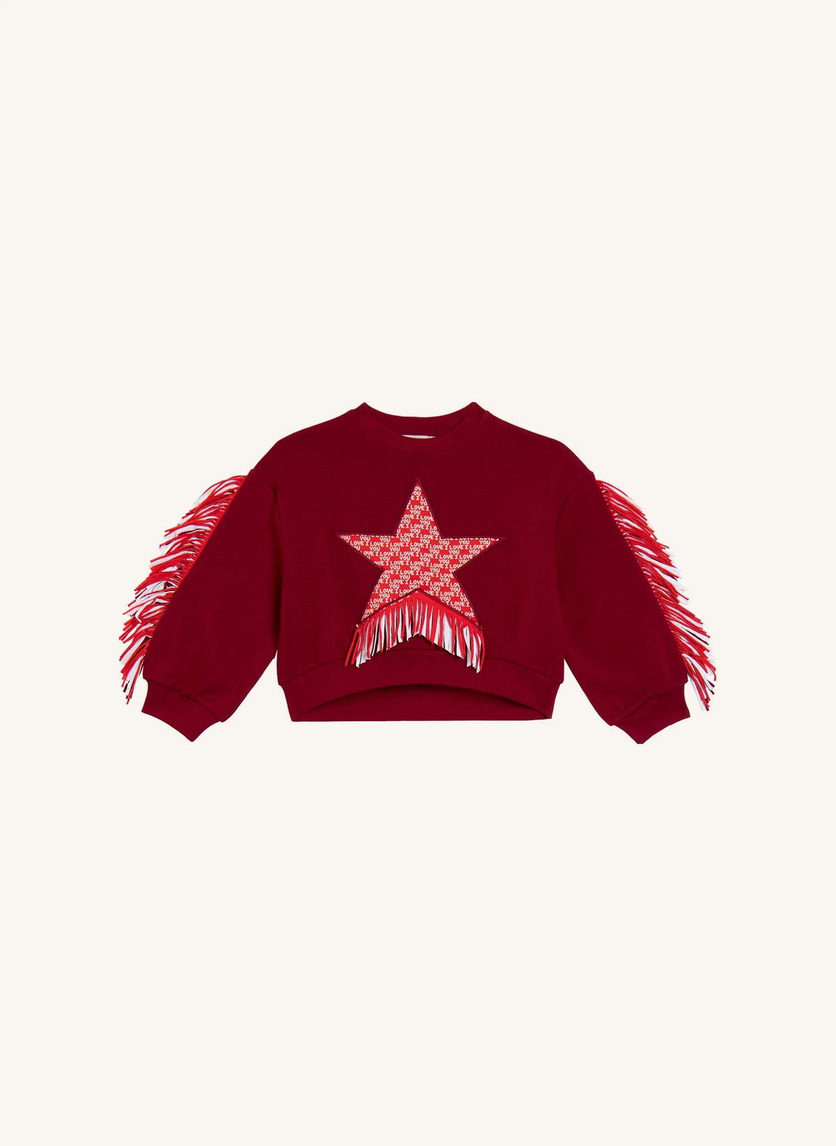 Stella McCartney Kids - سويت شيرت نجمة مع شراشيب | أحمر غامق