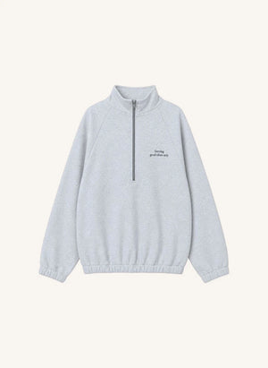Cos I Said So - "Good Vibes Only" Organic Cotton Zip-Up Sweatshirt | Grey Melange