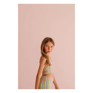 We Are Kids - Nour Çizgili Organik Pamuklu Tayt | Soluk Pembe