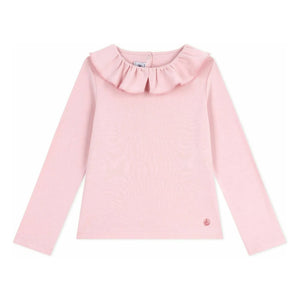Petit Bateau - Organik pamuklu fırfırlı yakalı Tişört | Pembe