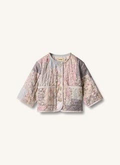 Wheat - Ima Patchwork Organik Pamuk Bebek Kapitone Ceket | Açık Pudra