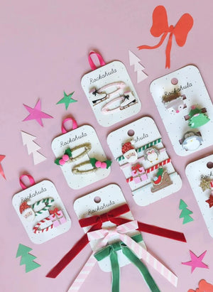 Rockahula Kids - 4'lü Noel Baba Scrunchie Seti | Kırmızı