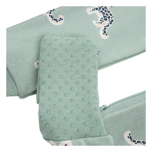 Petit Lem - Organik Pamuk Leopar Desenli Dönüştürülebilir Pijama | Badem yeşili