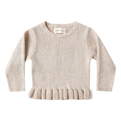 Quincy Mae - Peplum Bio-Rippstrick-T-Shirt | Hafer
